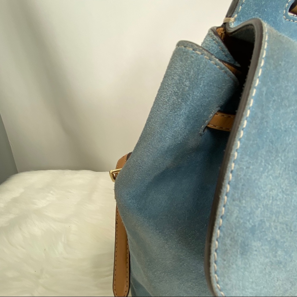 Michael Kors Romy Medium Blue Suede Backpack - Picture 8 of 11